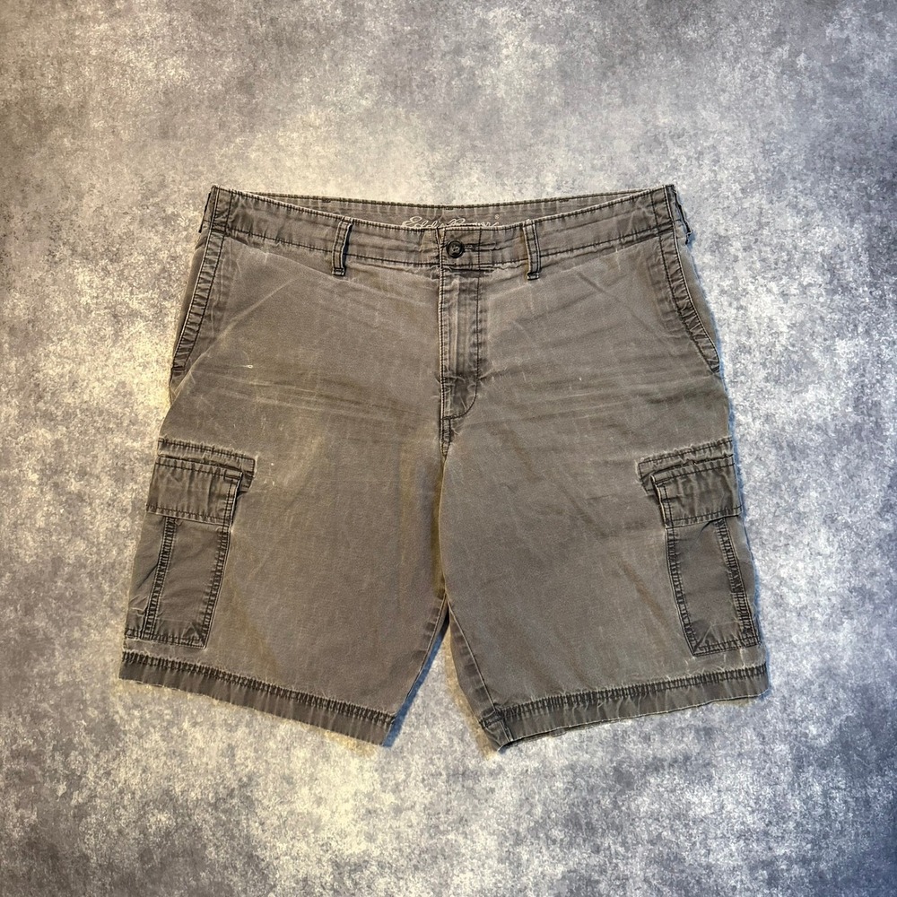 Eddie Bauer Mens Gray‎ Cargo Shorts Size 38 Cotton Outdoor Hiking Faded Patina